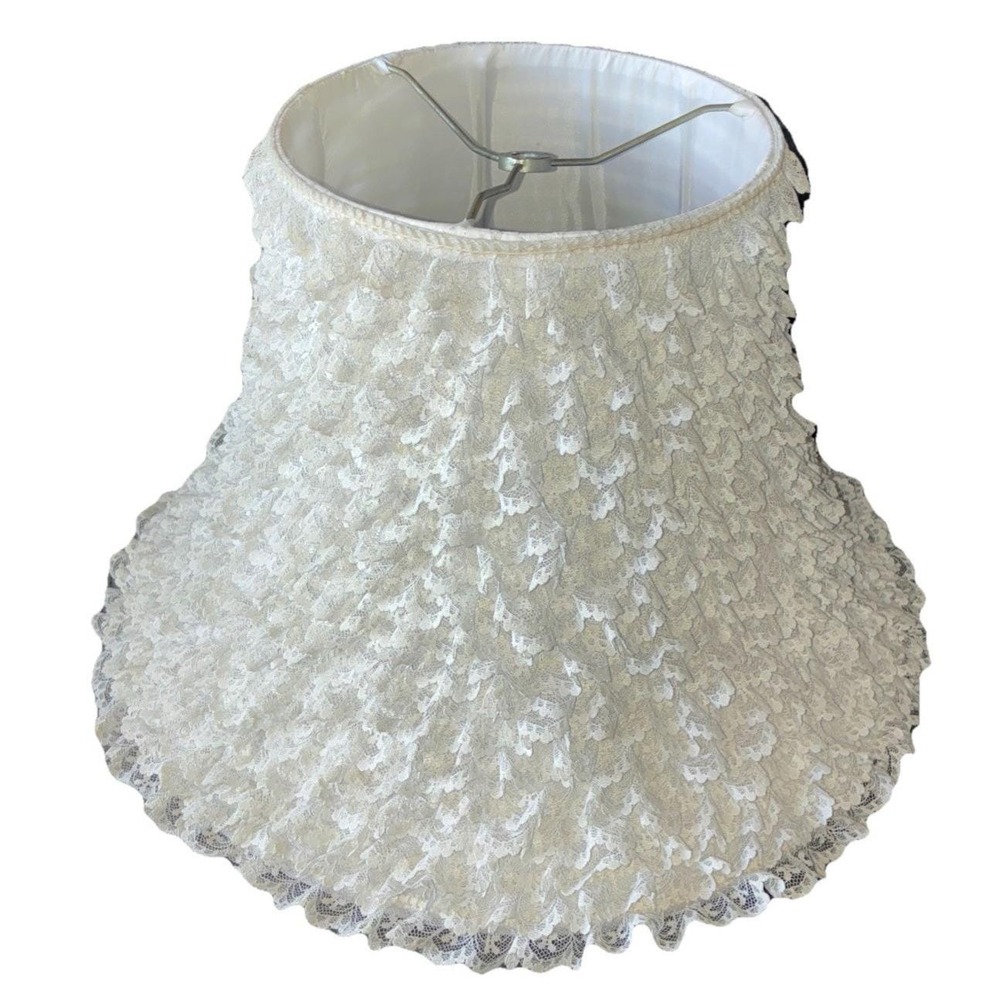 Vintage Lamp Shade White Lace Ruffles 16x11"